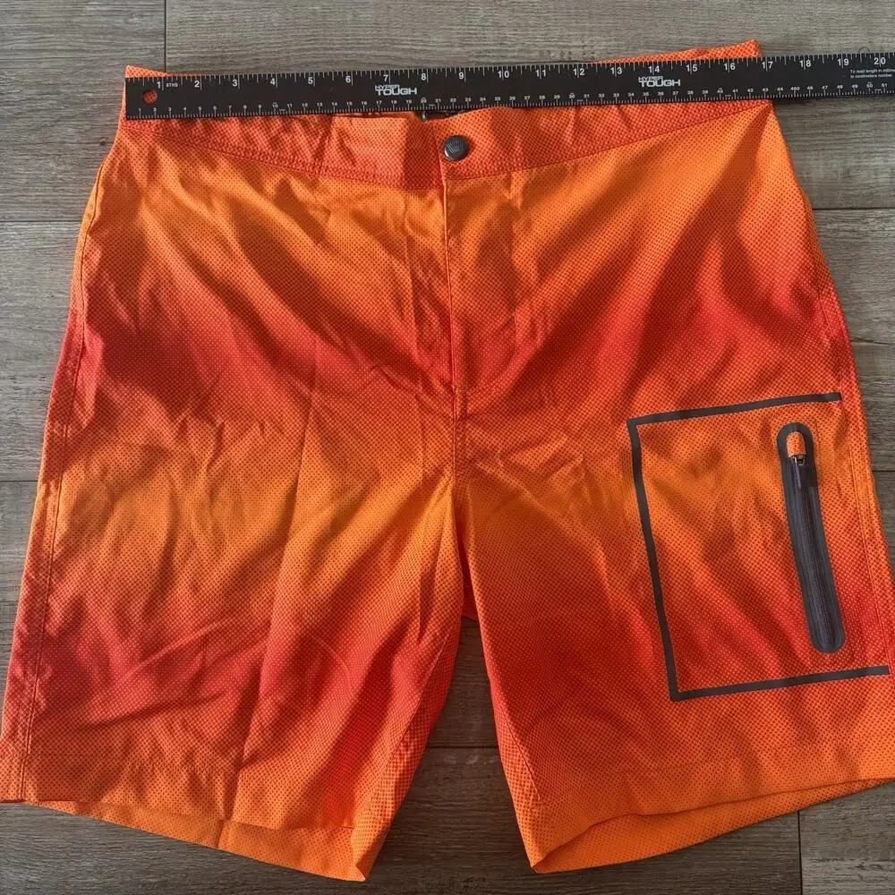 Mack Weldon Board Shorts Mens 33/34 Orange Ombre Unlined Pockets Swim Trunks